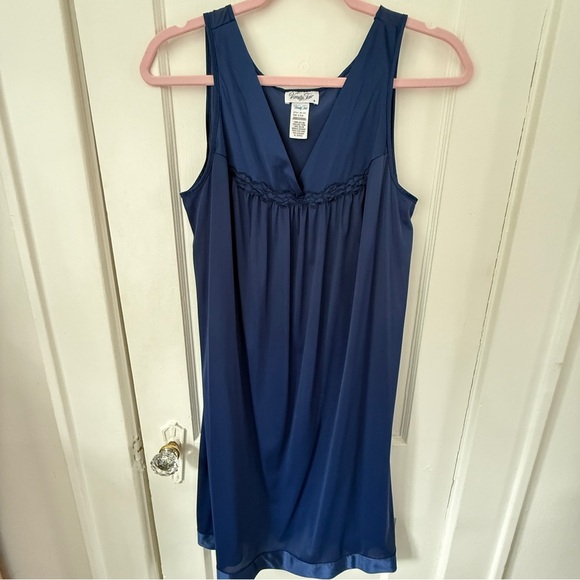 Vanity Fair Other - Vintage Vanity Fair Navy Blue Nylon Sleeveless Nightgown Size Small